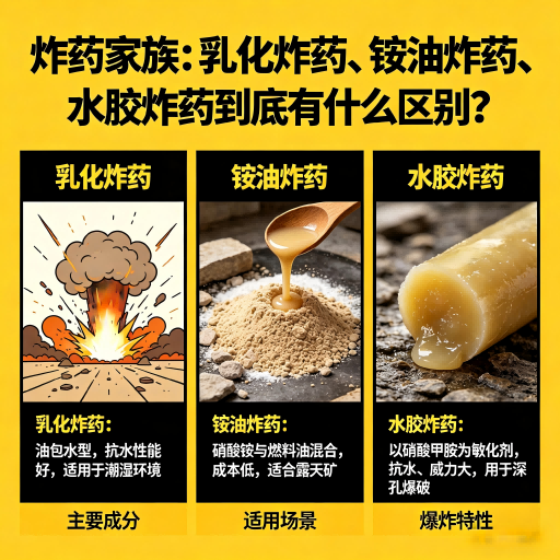 西安炸药家族：乳化炸药、铵油炸药、水胶炸药到底有什么区别？